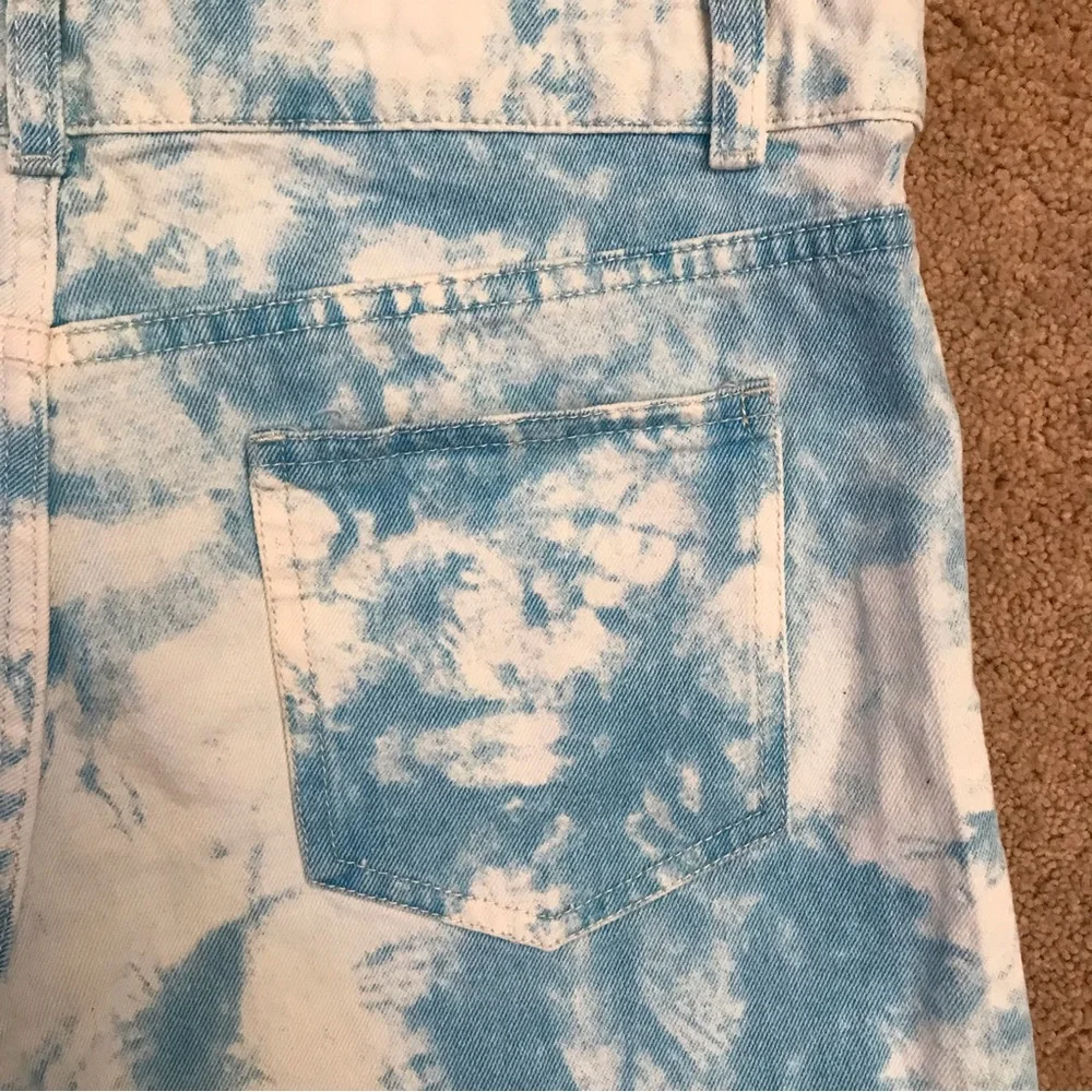 Tie Dye Denim Shorts NEW Womens Size Medium Sky Blue White High Waist Cotton - Picture 7 of 10